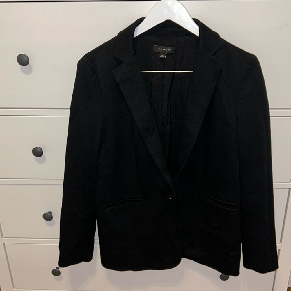 Ann Taylor Black Knit Blazer Size 12